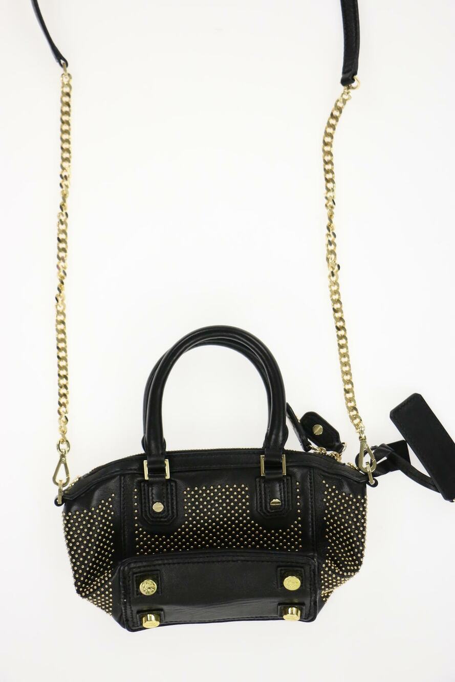 Alice + Olivia 273559 Black Gold Studded Mini Oliver Bag